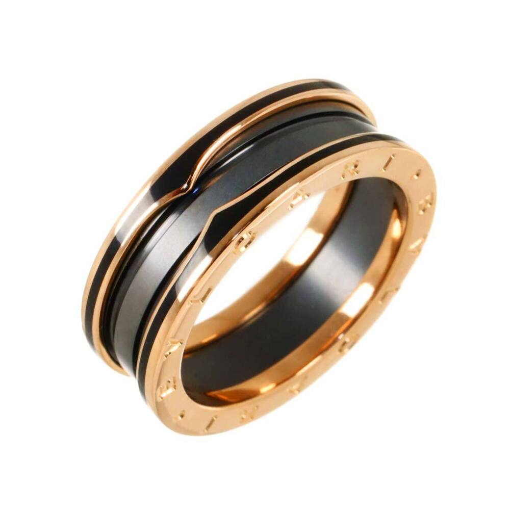 Bulgari BVLGARI B-zero1 2-band ring #65 18K PG Black Ceramic Pink Gold 750 Ring